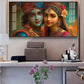 Lord Shri Radha And Krishna Loving Glass Finish Horizontal Wall Art