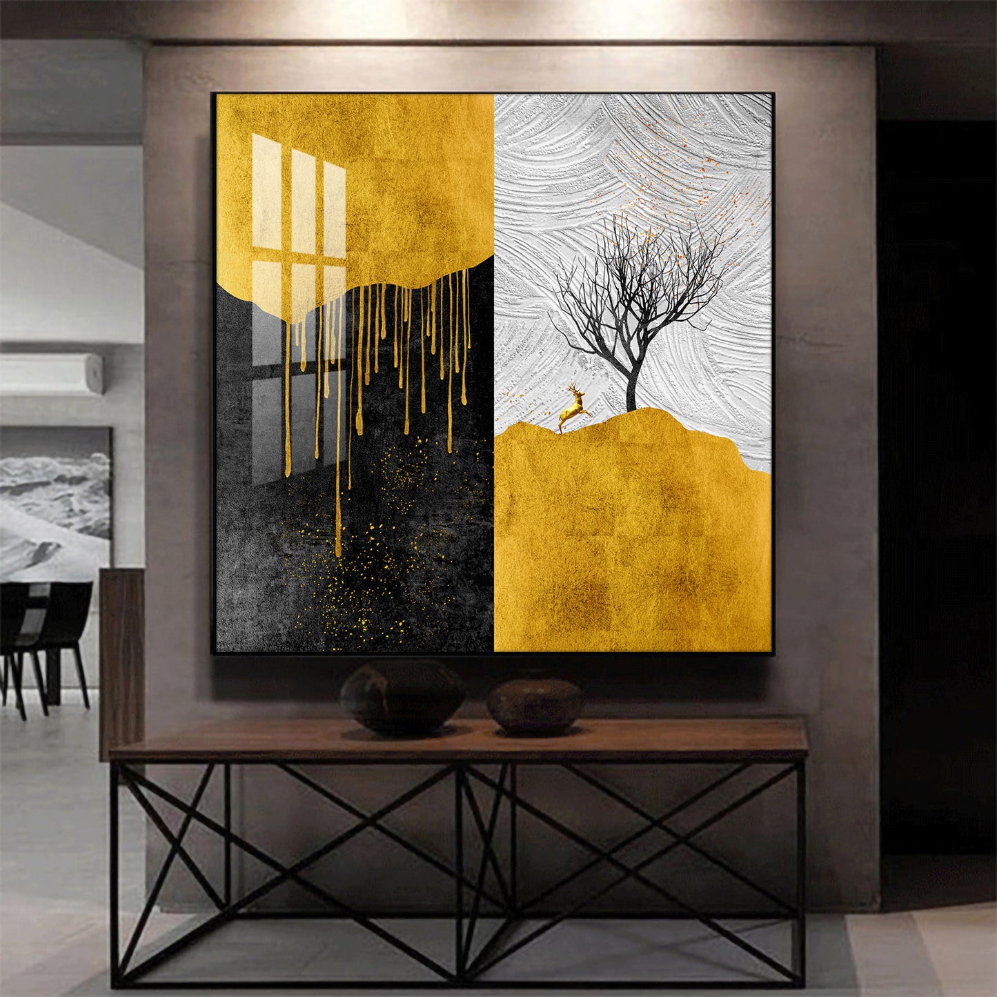 Majestic Tree Glass Finish Square Wall Art