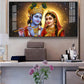Sri Radhe Krishna Loving Charm Glass Finish Horizontal Wall Art