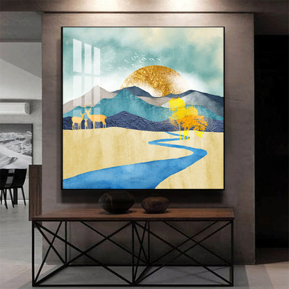 Sunlit Dunes Glass Finish Square Wall Art