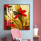 Scarlet Bloom Glass Finish Square Wall Art