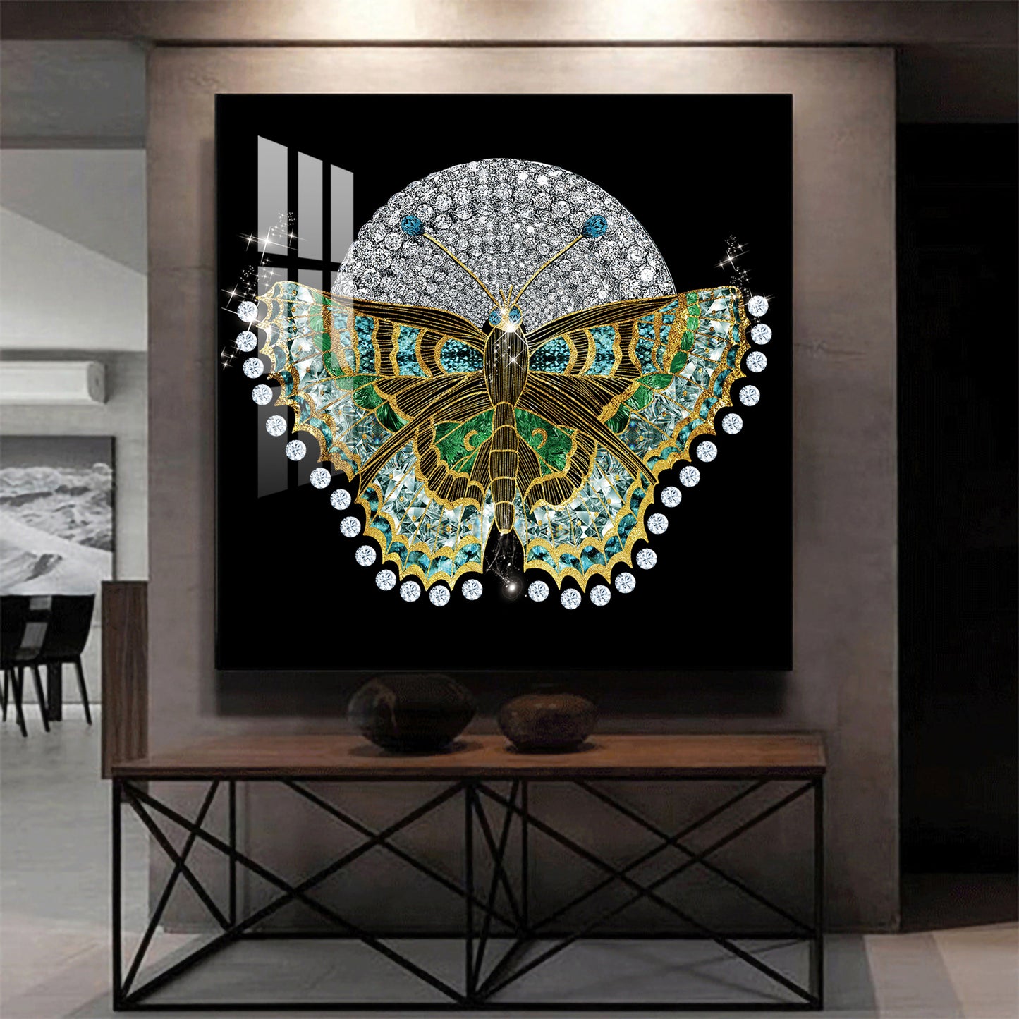 Butterfly Bliss Glass Finish Square Wall Art