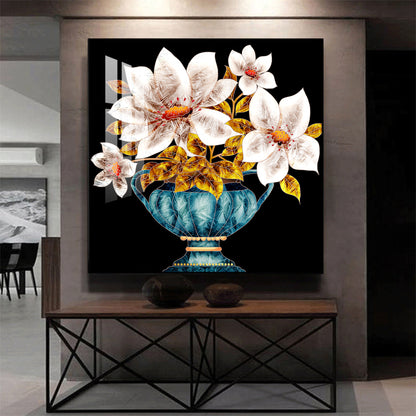 Vase of Vibrance Glass Finish Square Wall Art