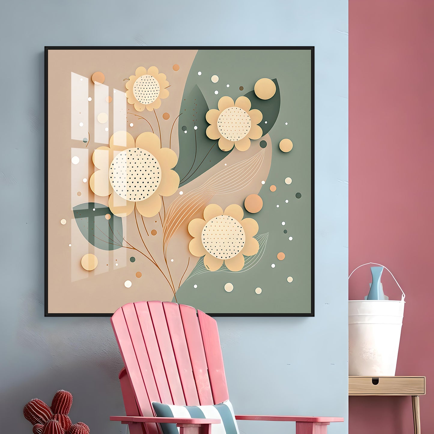 Petal Palette Glass Finish Square Wall Art