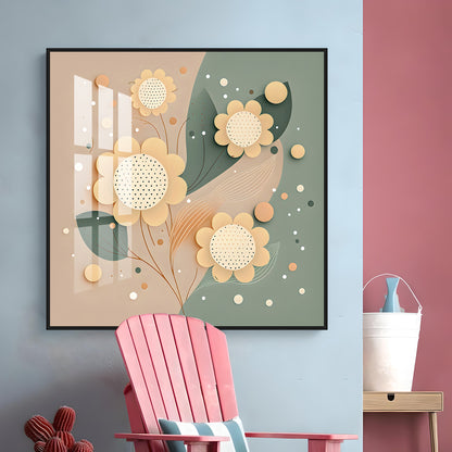 Petal Palette Glass Finish Square Wall Art