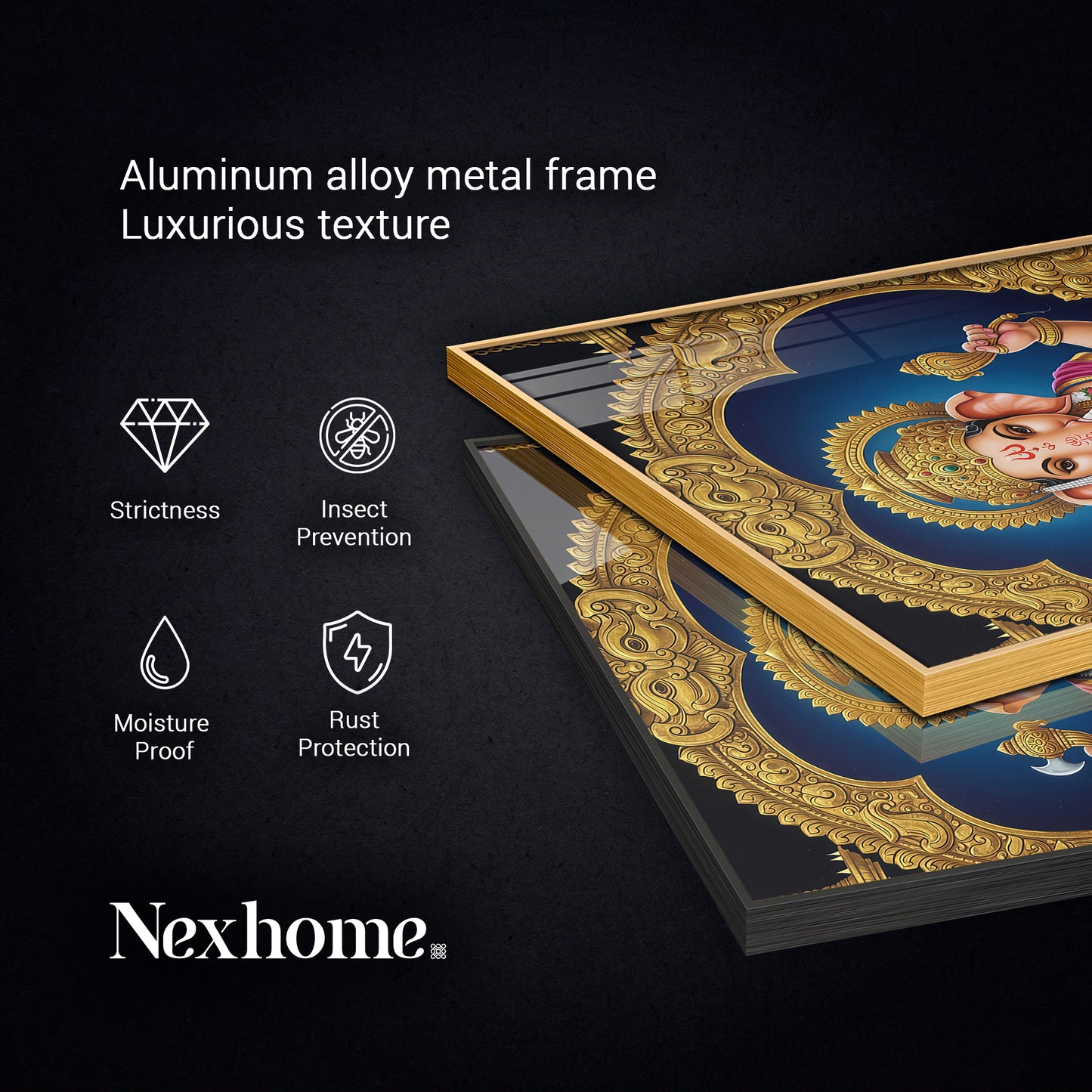 Divine Lord Ganesh Ji Glass Finish Vertical Wall Art