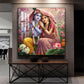 Shri Radha Krishna Glass Finish Square Wall Art