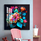 Blossom Noir Glass Finish Square Wall Art