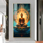 Buddha's Peaceful Retreat Glass Finish Vertical Wall Art