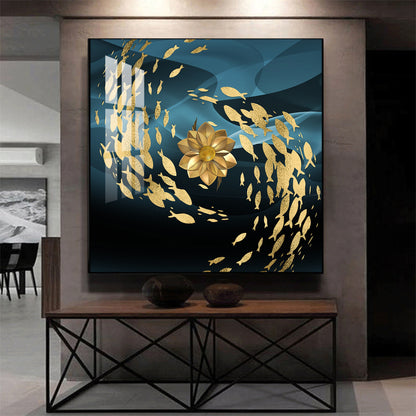 Ethereal Fishes Glass Finish Square Wall Art