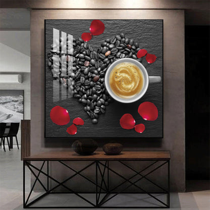 Coffee Charm Glass Finish Square Wall Art