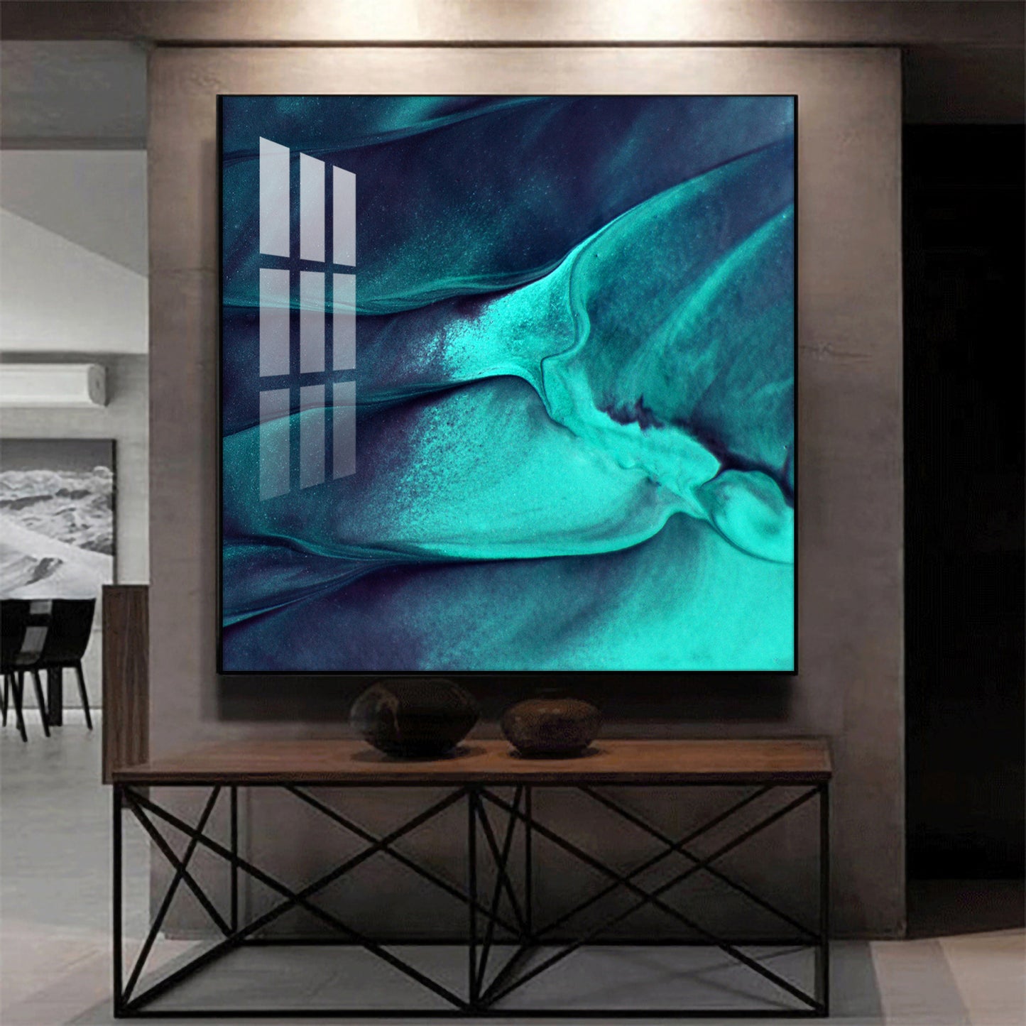 Azure Wave Masterpiece Glass Finish Square Wall Art