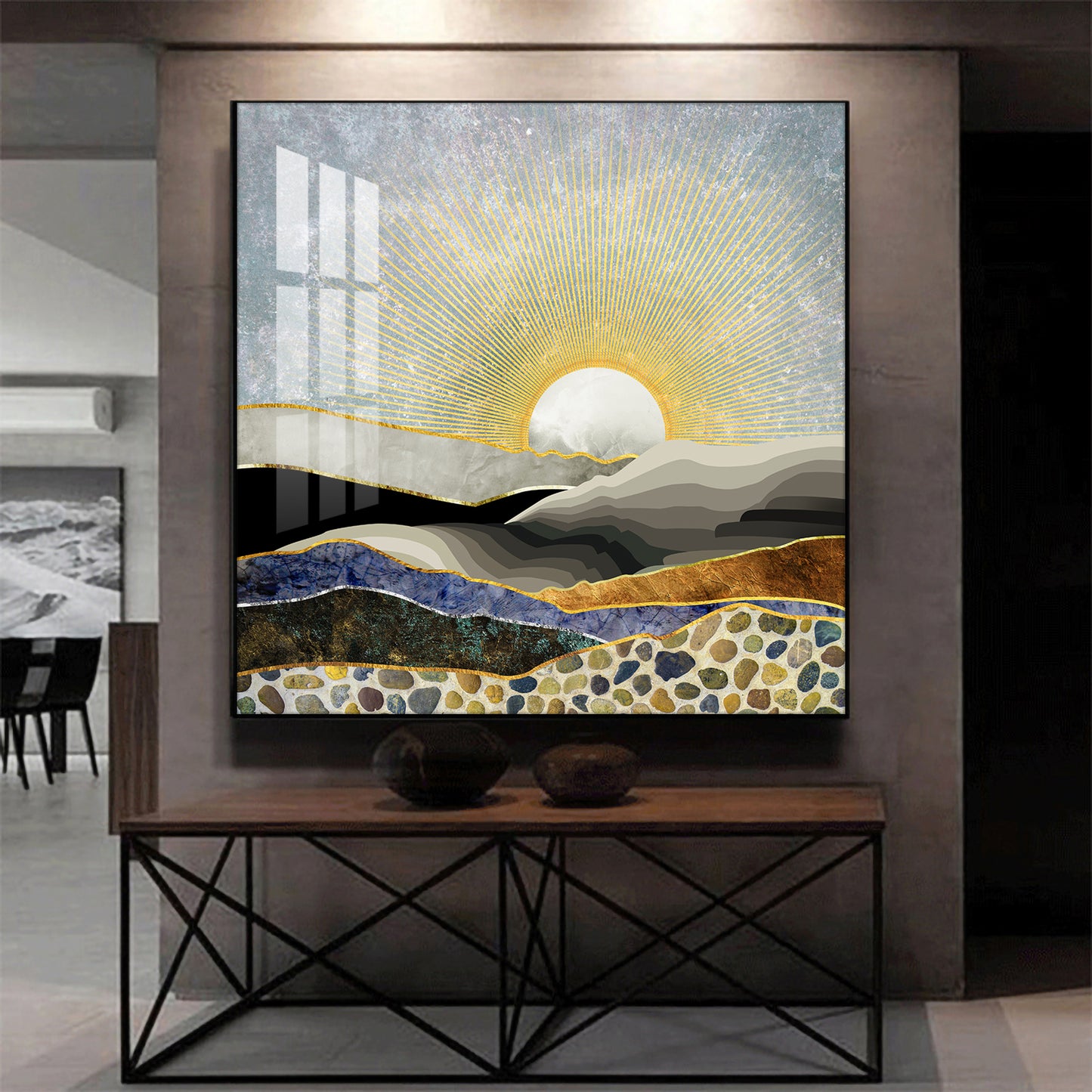 Evening Glow Glass Finish Square Wall Art