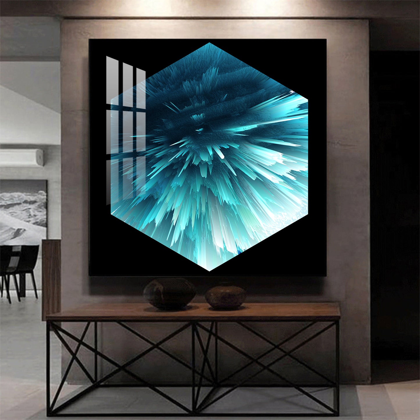 Oceanic Abstraction Glass Finish Square Wall Art