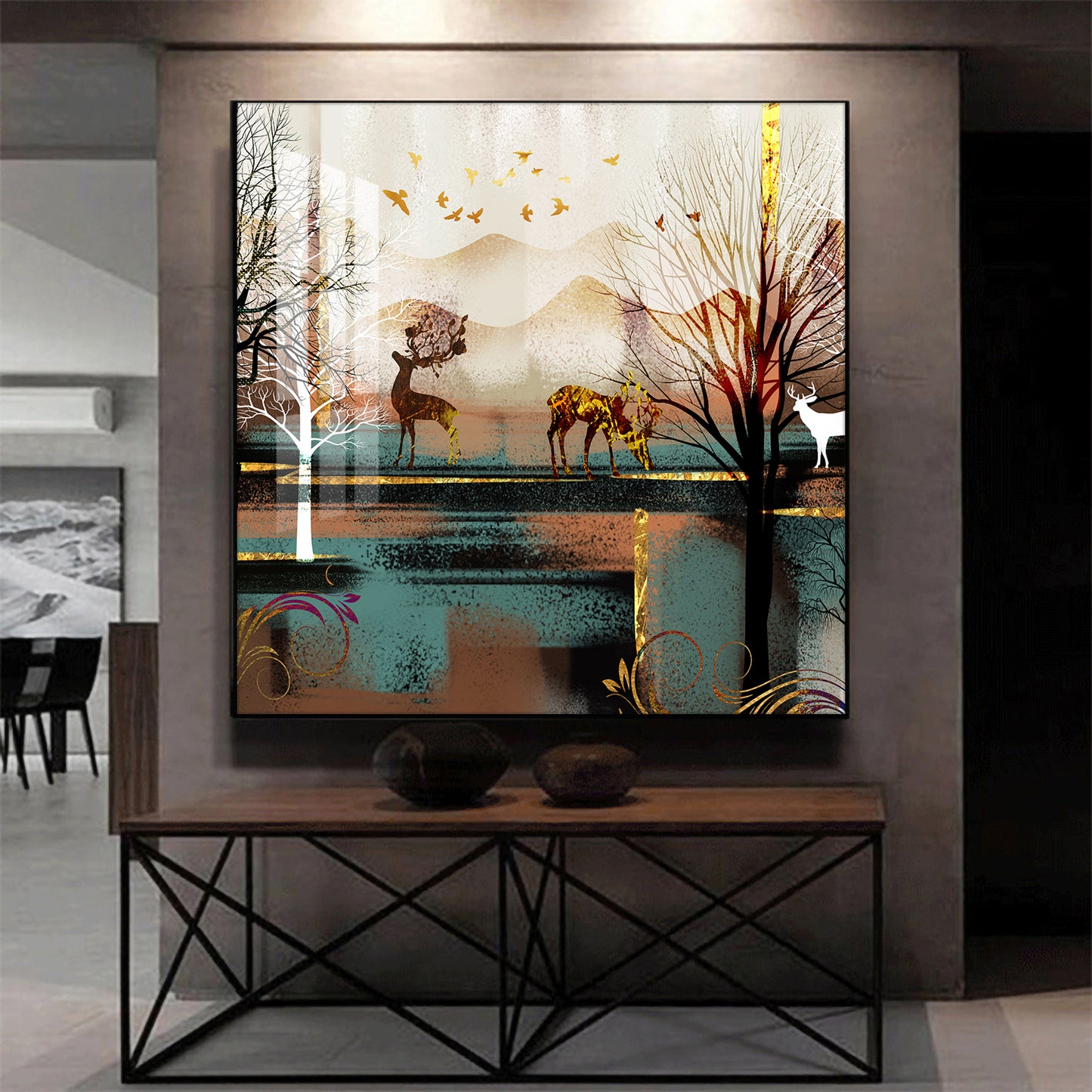 Modern Wildlife Glass Finish Square Wall Art