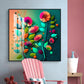 Colorful Bloom Serenity Glass Finish Square Wall Art