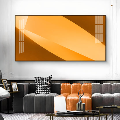 Orange Color Multi Shade Glass Finish Horizontal Wall Art