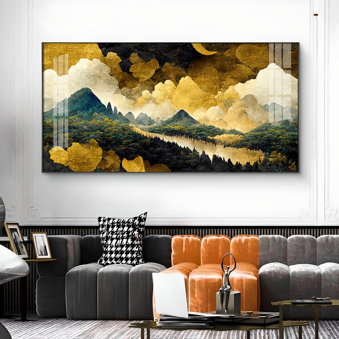 Golden Skies Glass Finish Horizontal Wall Art