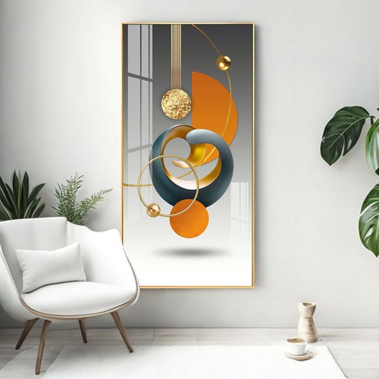 Abstract Geometry Glass Finish Vertical Wall Art