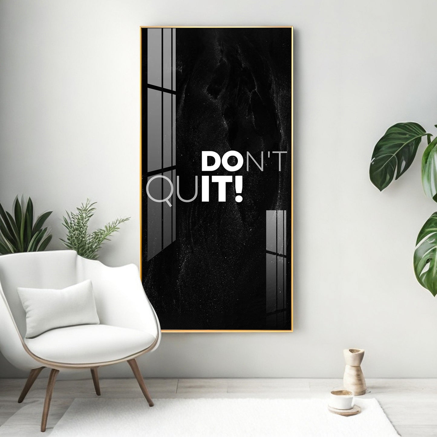 Don't Quit Motivational Glass Finish Vertical Wall Art
