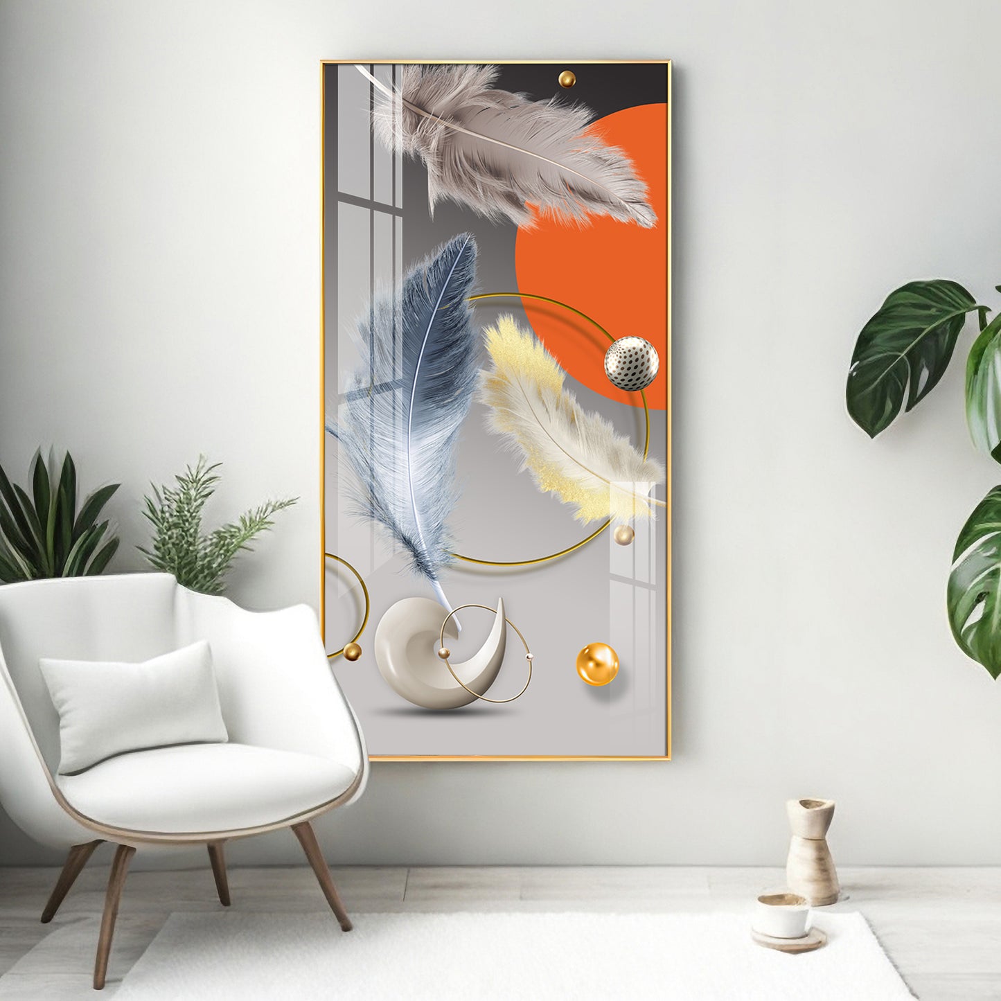 Shellscape Art Glass Finish Vertical Wall Art