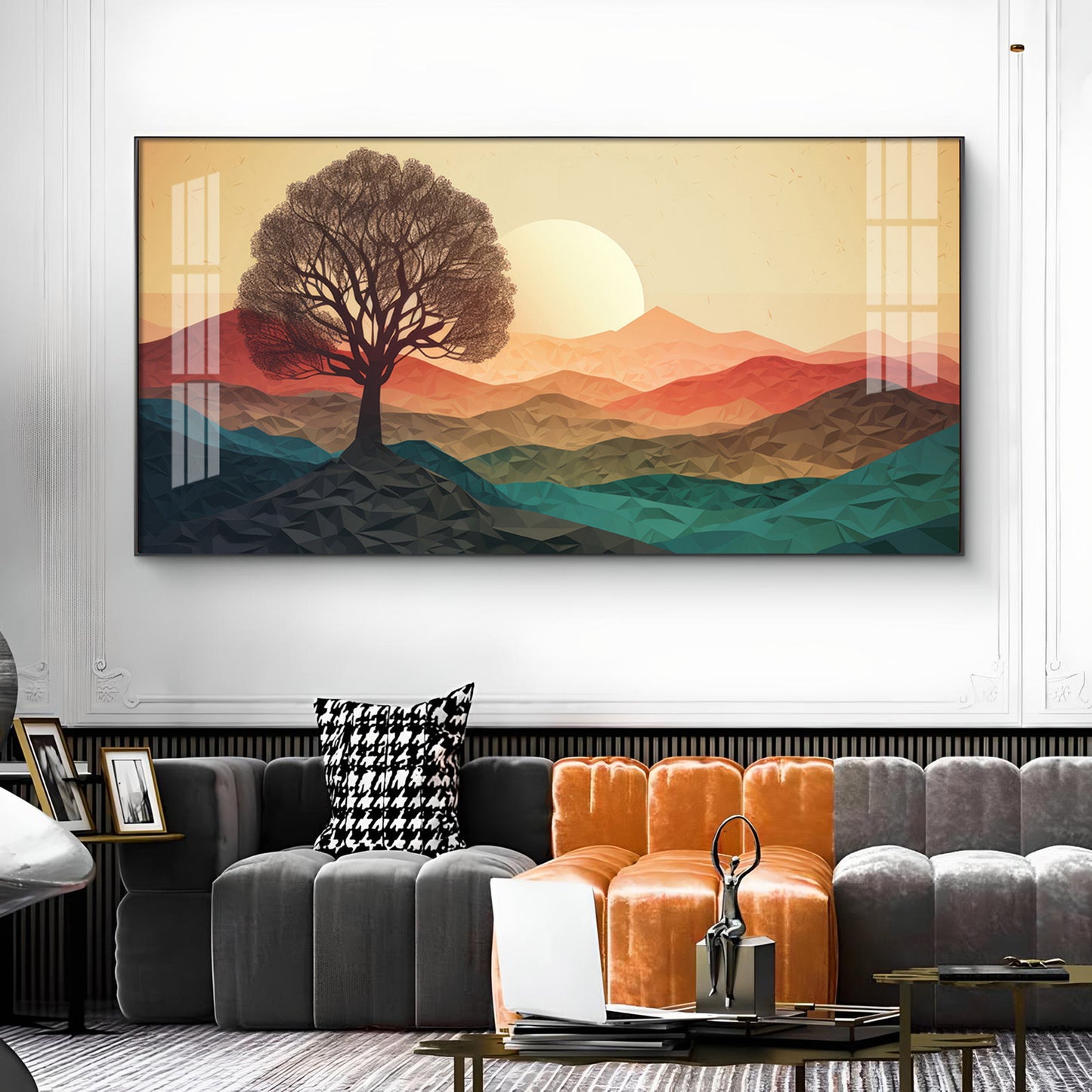 Majestic Sunlit Forest Glass Finish Horizontal Wall Art