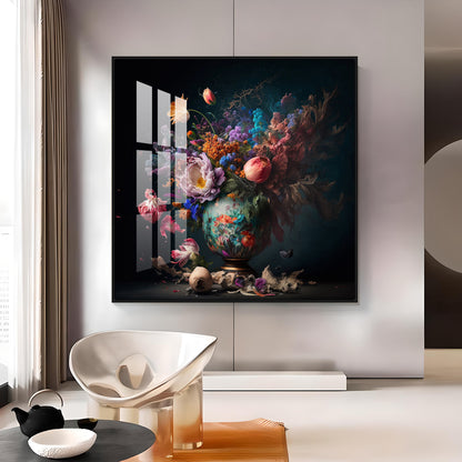 Botanical Beauty Glass Finish Square Wall Art