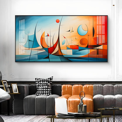 Beautiful Modern Abstract Glass Finish Horizontal Wall Art