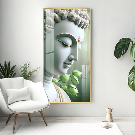 Enlightened Presence Glass Finish Vertical Wall Art