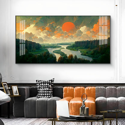 Nature Peaceful Glass Finish Horizontal Wall Art