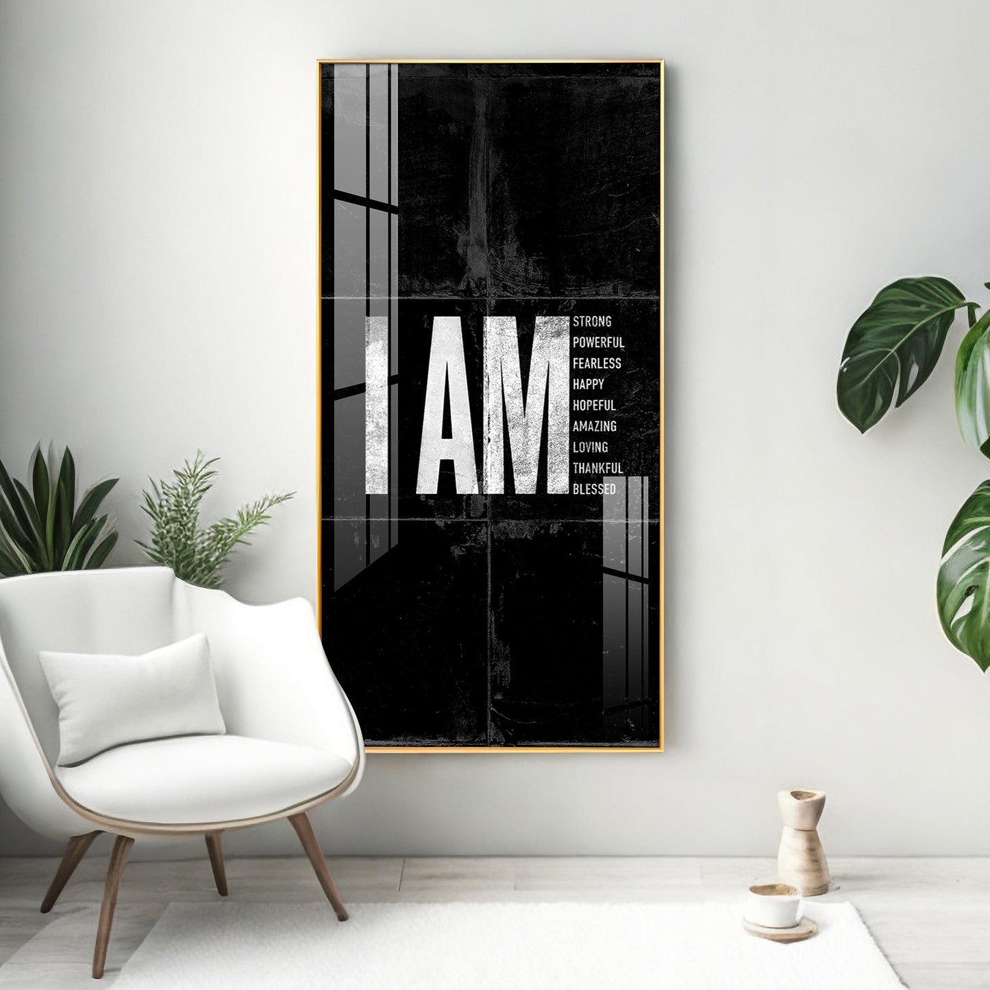 Clean Lines Motivational Glass Finish Vertical Wall Art
