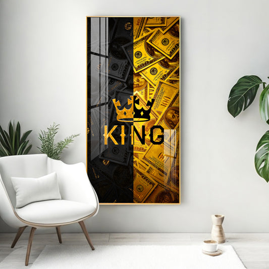 King Motivational Glass Finish Vertical Wall Art