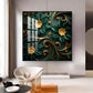Emerald Garden Flower Glass Finish Square Wall Art