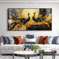 Abstract Two Peacock Looking Each Other Glass Finish Horizontal Wall Art