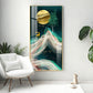 Deer with Golden Moon Glass Finish Vertical Wall Art