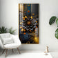 Surreal Black Flower Glass Finish Vertical Wall Art