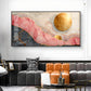 Pink and Gold Marble Stone Texture Glass Finish Horizontal Wall Art