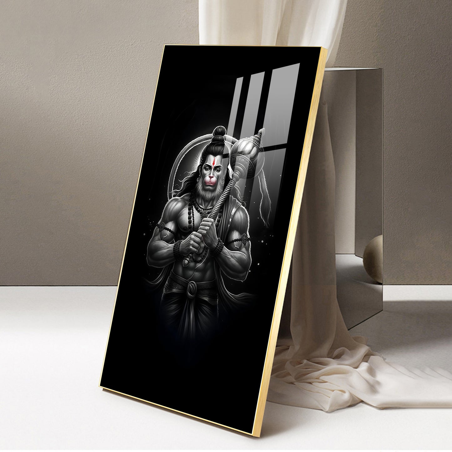 Lord Bajarang Bali Glass Finish Vertical Wall Art