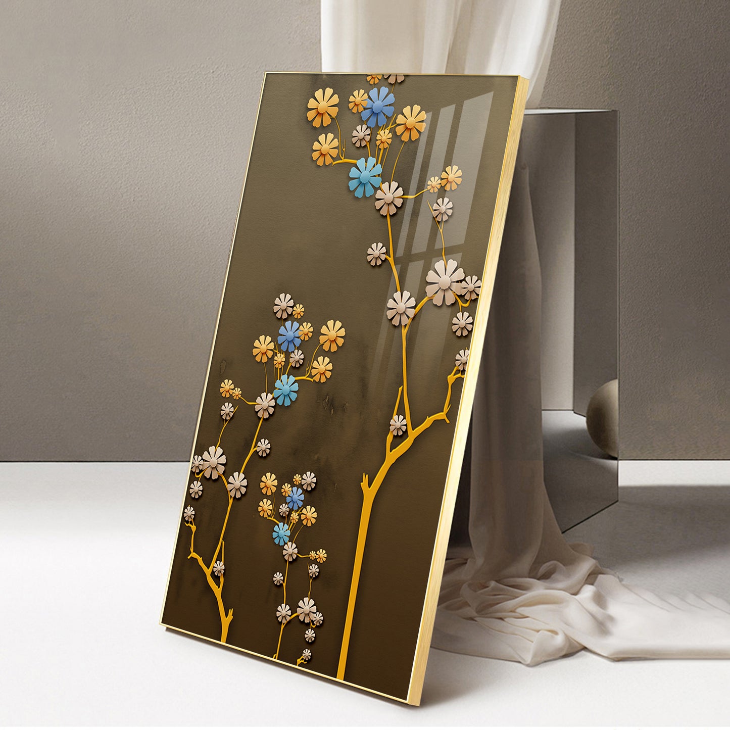 Blossom Mural Glass Finish Vertical Wall Art