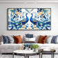 Two Peacock Looking Each Other Glass Finish Horizontal Wall Art