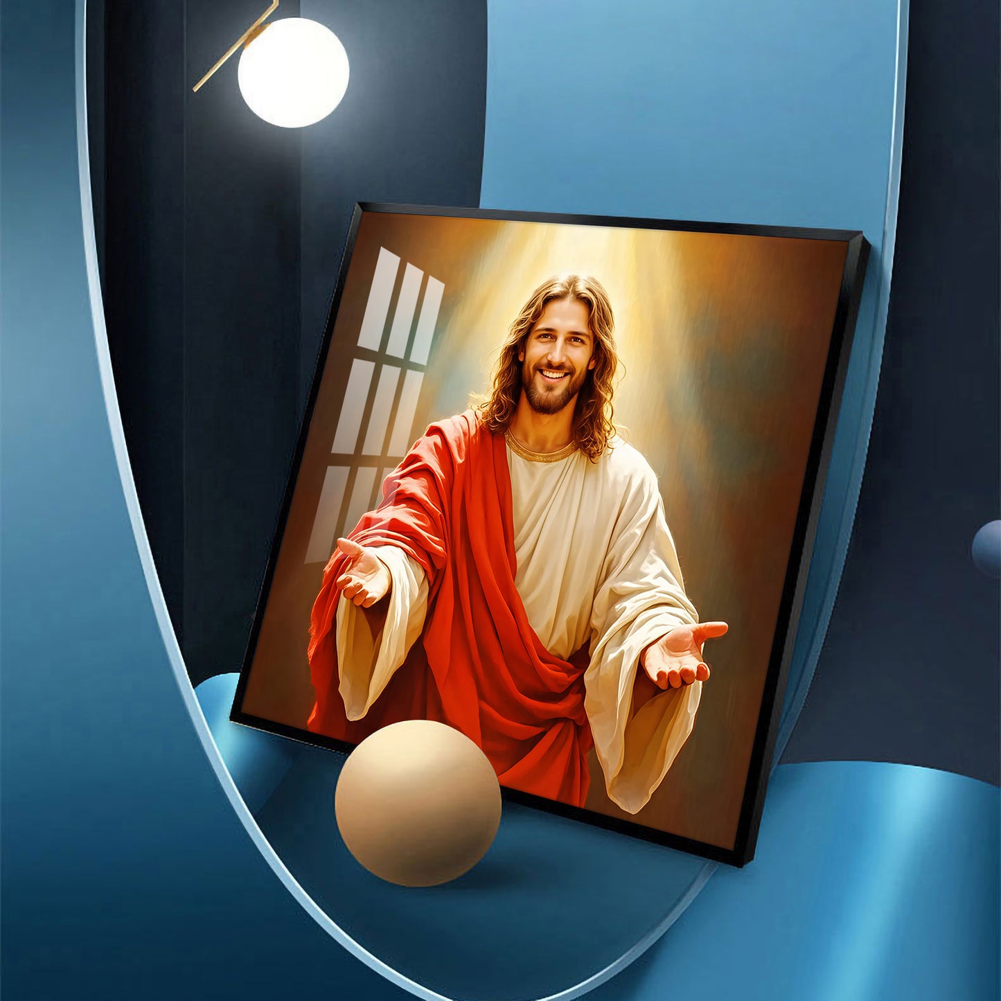 God jesus Glass Finish Square Wall Art