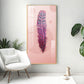 Pink Plume Glass Finish Vertical Wall Art