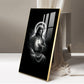 Jesus Black and White Glass Finish vertical Wall Art