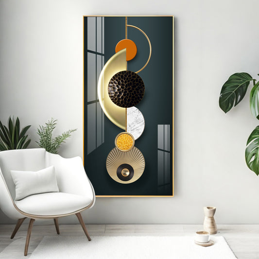 Hemicycle Design Glass Finish Vertical Wall Art