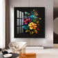 Dark Floral Symphony Glass Finish Square Wall Art