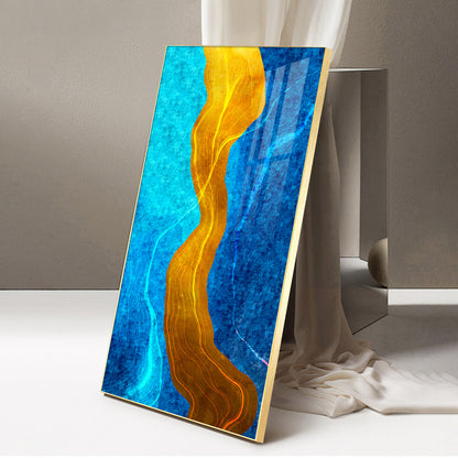 Daffodil Wave Glass Finish Vertical Wall Art