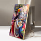 Lord Krishna Flower Crown Glass Finish Vertical Wall Art