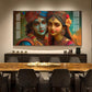 Lord Shri Radha And Krishna Loving Glass Finish Horizontal Wall Art