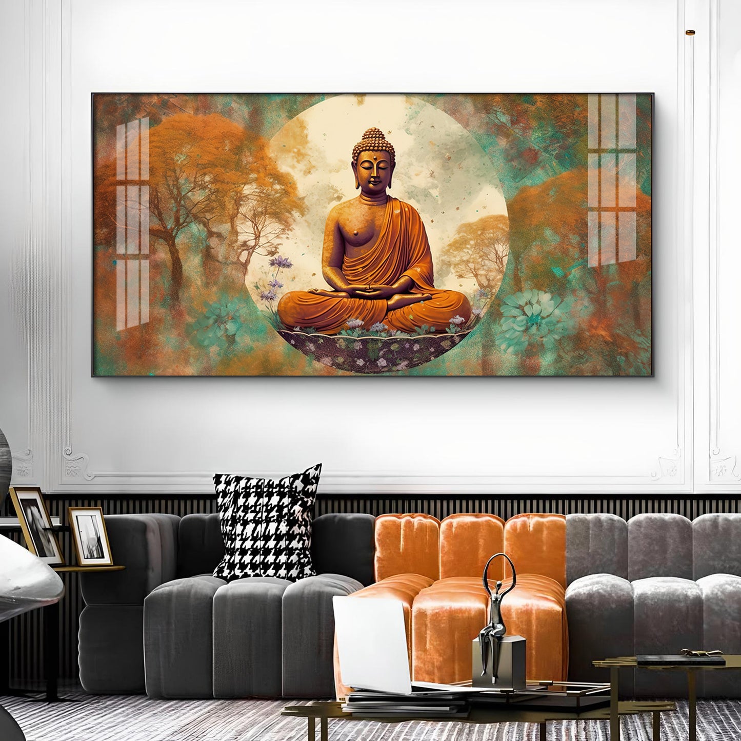 Ancient Buddha Glass Finish Horizontal Wall Art