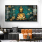 Golden Buddha With Lotus Glass Finish Horizontal Wall Art